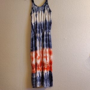 NEW Studio West Tie-Dye Maxi Dress in Blue and Orange B48 X P